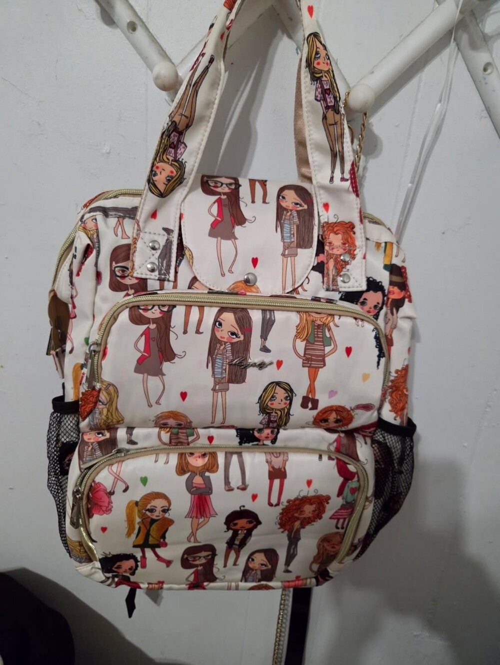 Kids Cream Cartoon Print Tote Bag